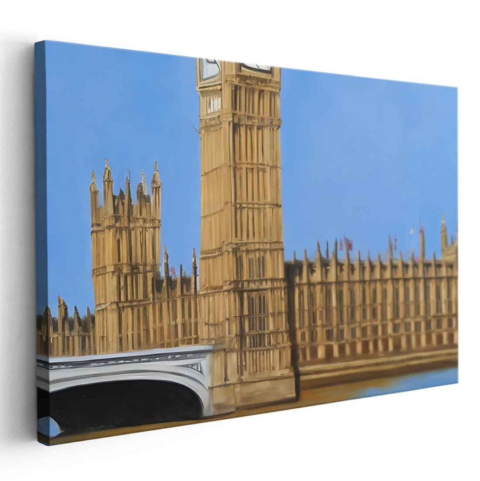 Echoes of Parliament Shadows: Realistic Architectural Canvas Art of the Palace of Westminster