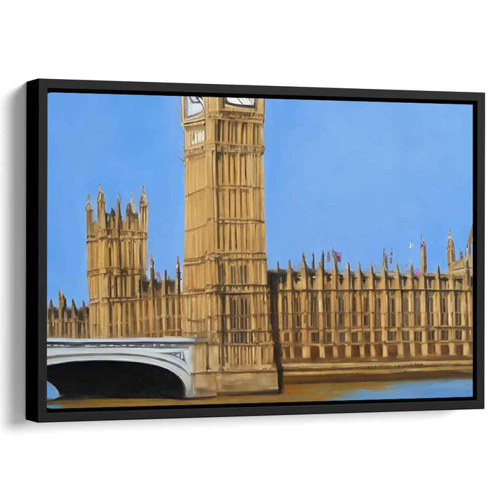 Echoes of Parliament Shadows: Realistic Architectural Canvas Art of the Palace of Westminster