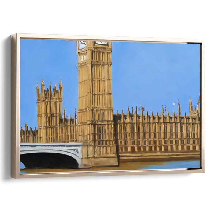 Echoes of Parliament Shadows: Realistic Architectural Canvas Art of the Palace of Westminster