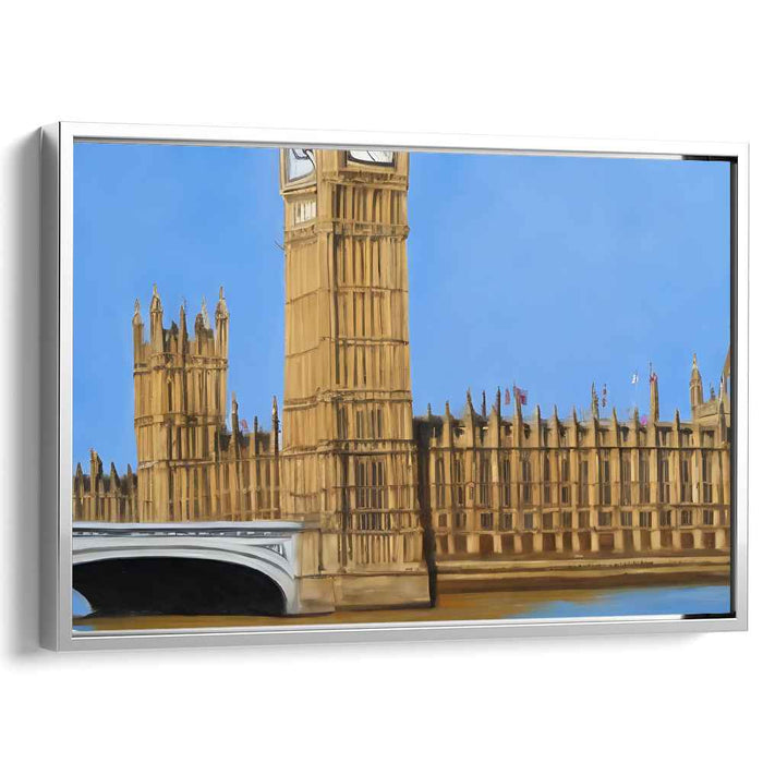 Echoes of Parliament Shadows: Realistic Architectural Canvas Art of the Palace of Westminster