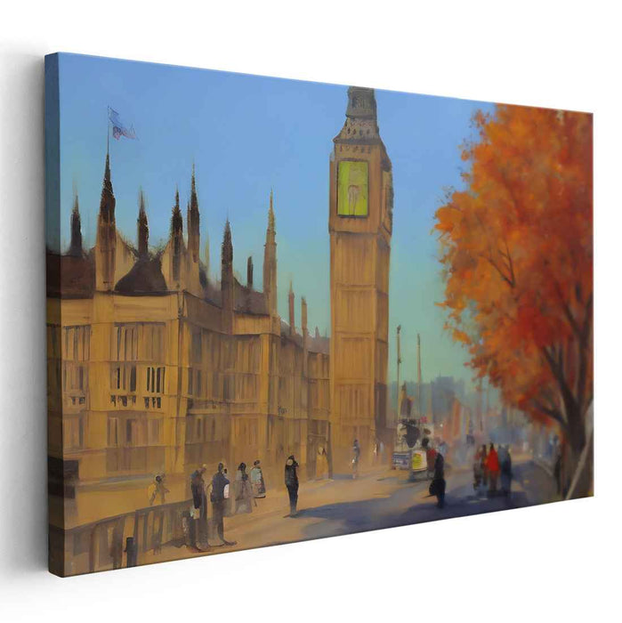 Gilded Timekeeper Symphony: Big Ben and Parliament in Golden Hues Canvas Art Print