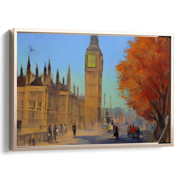 Gilded Timekeeper Symphony: Big Ben and Parliament in Golden Hues Canvas Art Print