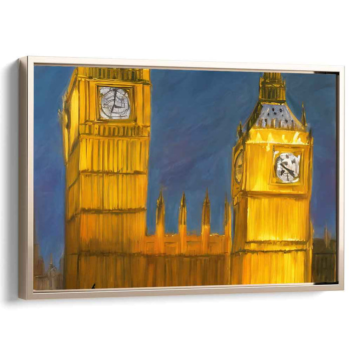 Starry Timekeeper Dreams: Impressionistic Big Ben Under Starlit Sky Canvas Art