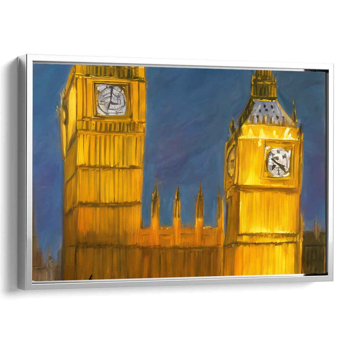 Starry Timekeeper Dreams: Impressionistic Big Ben Under Starlit Sky Canvas Art