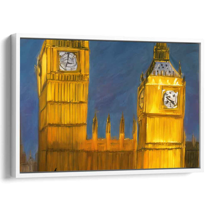 Starry Timekeeper Dreams: Impressionistic Big Ben Under Starlit Sky Canvas Art