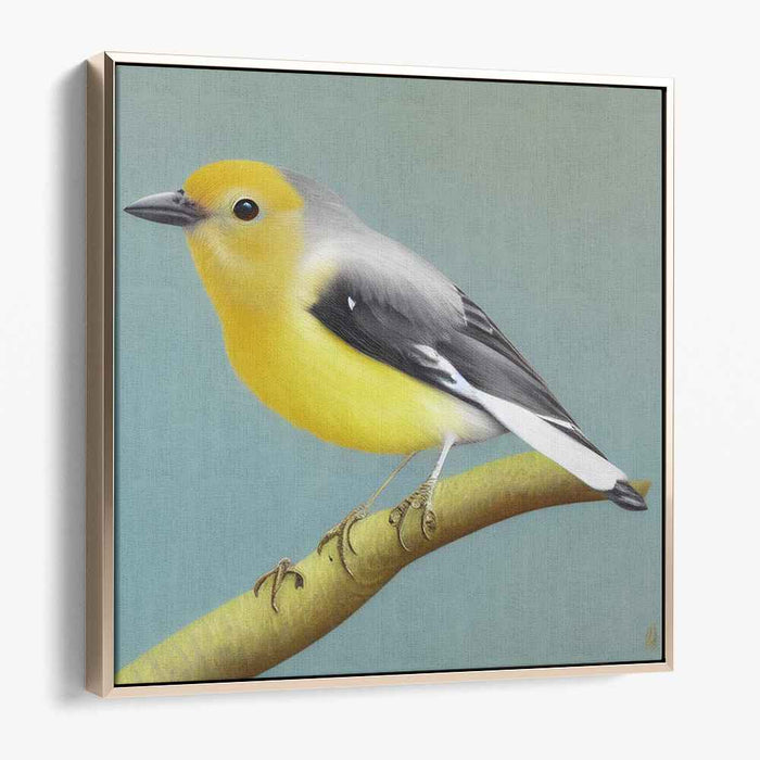 Avian Perch Illusion: Hyper-Realistic Vibrant Bird on Branch Canvas Art