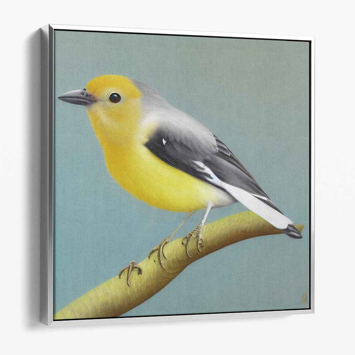 Avian Perch Illusion: Hyper-Realistic Vibrant Bird on Branch Canvas Art