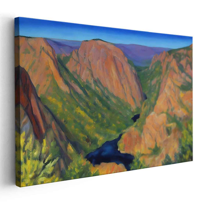 Ethereal Valley Dreams: Vibrant Landscape Oil Painting of a River Valley