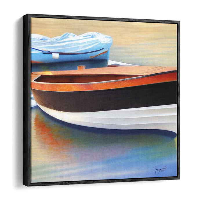 Tranquil Boat Reflections: Tranquil Boat Reflections Canvas Art