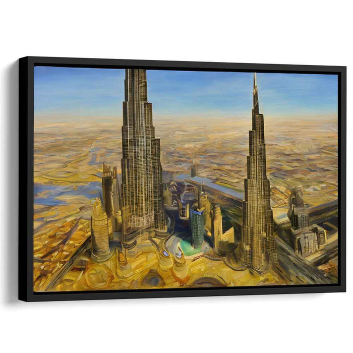Golden Future: Hyper-Realistic Futuristic Cityscape Canvas Art