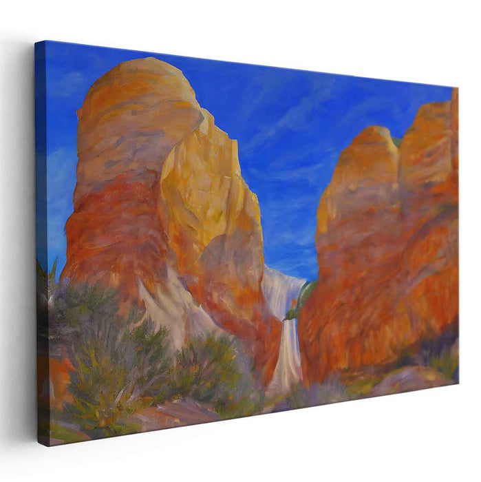 Majestic Canyon Falls: A Serene Landscape Canvas Art Print