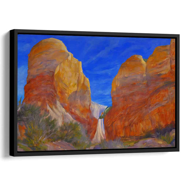 Majestic Canyon Falls: A Serene Landscape Canvas Art Print
