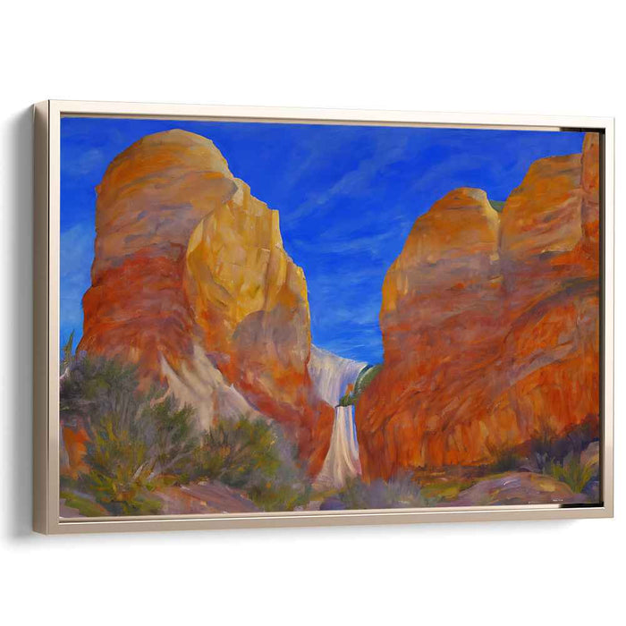 Majestic Canyon Falls: A Serene Landscape Canvas Art Print