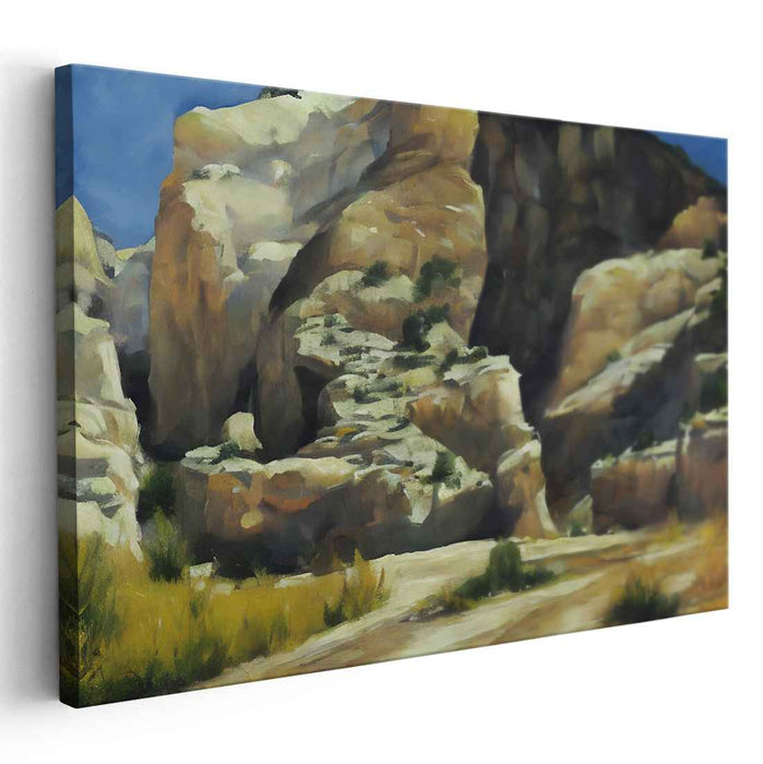 Majestic Rocky Landscape: Realistic Nature Canvas Art Print