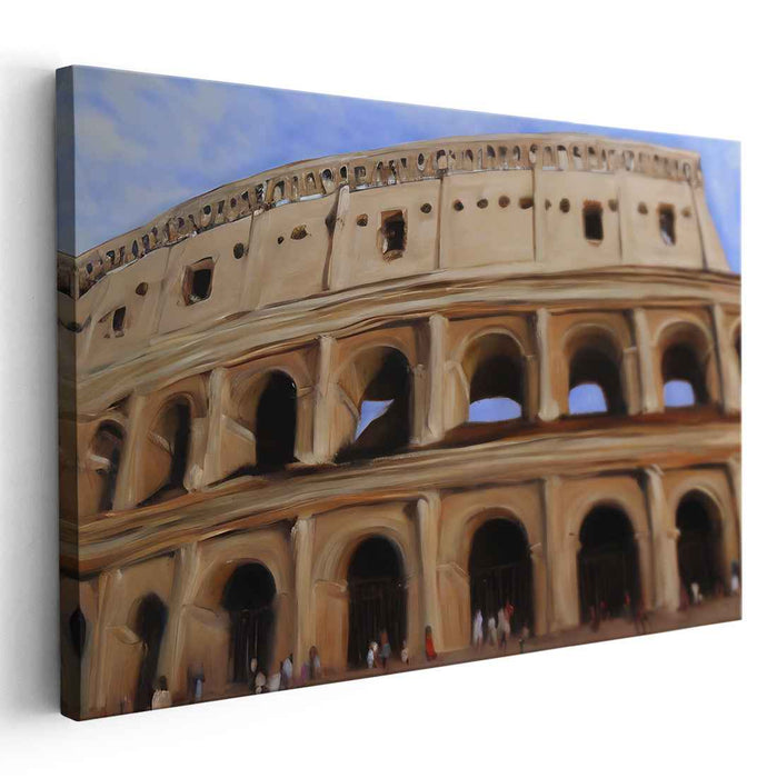Whispers of Timeless Echoes: Impressionist-Inspired Roman Amphitheater Canvas Art