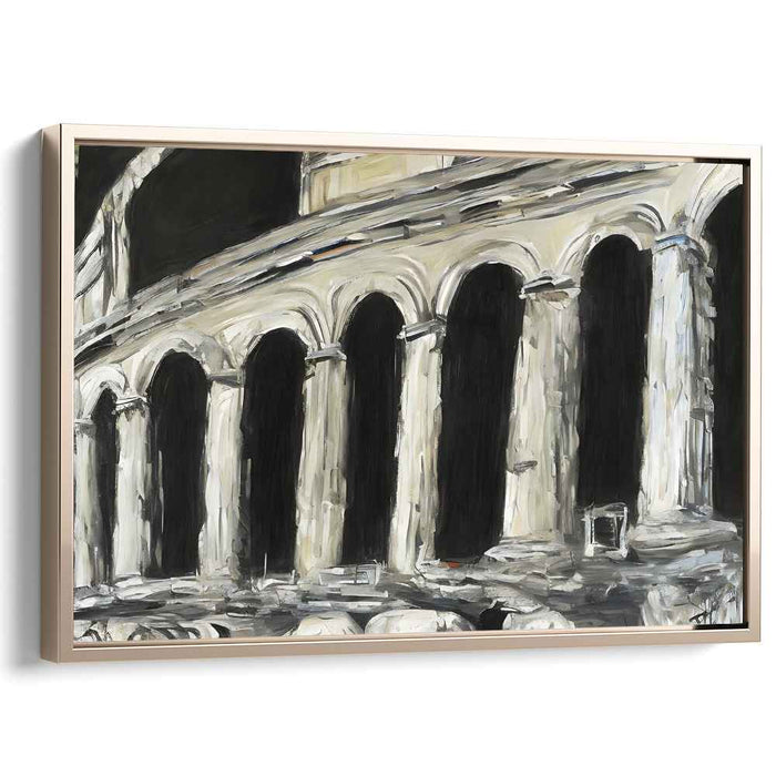 City Reverberation: Modern Impressionist Architectural Canvas Art Print
