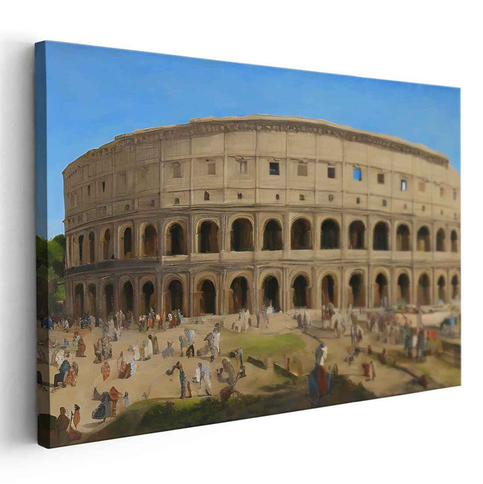 Echoes of Gladiators Past: Lifelike Historical Painting of the Colosseum with Vibrant Figures