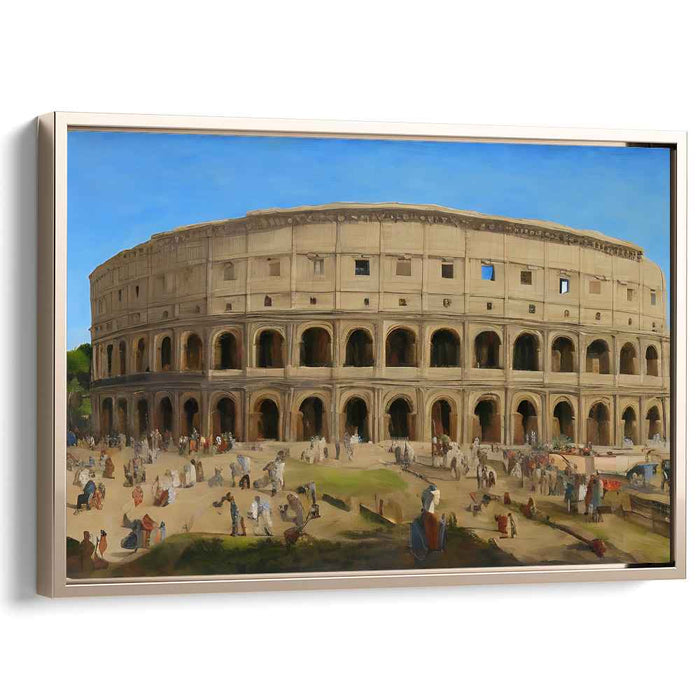 Echoes of Gladiators Past: Lifelike Historical Painting of the Colosseum with Vibrant Figures
