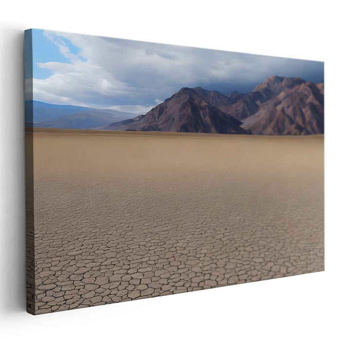 Desolate Majesty: Desert and Mountain Landscape Canvas Art Print