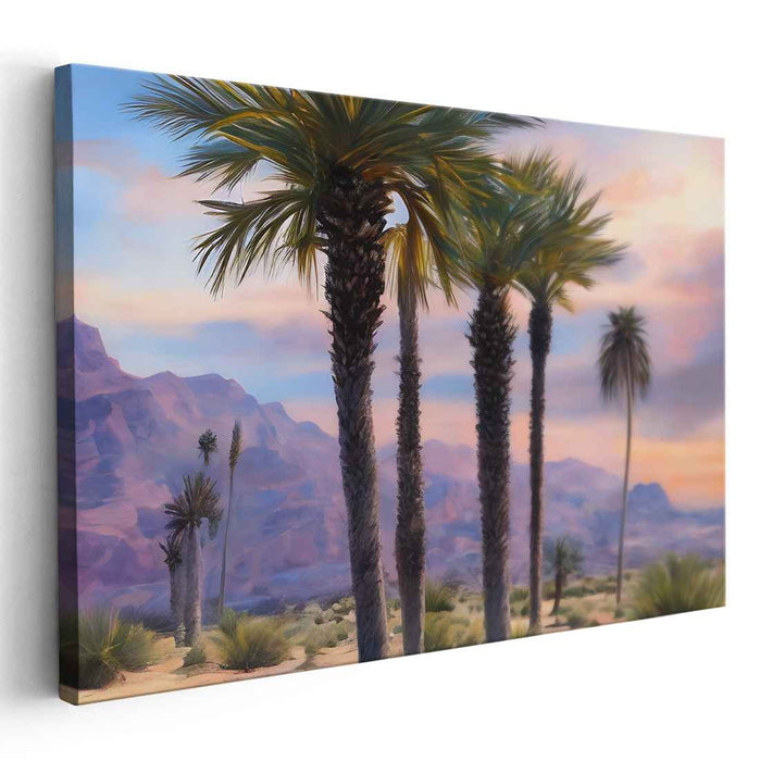 Celestial Palms Rise High: Majestic Palm Trees Against a Sunrise Sky