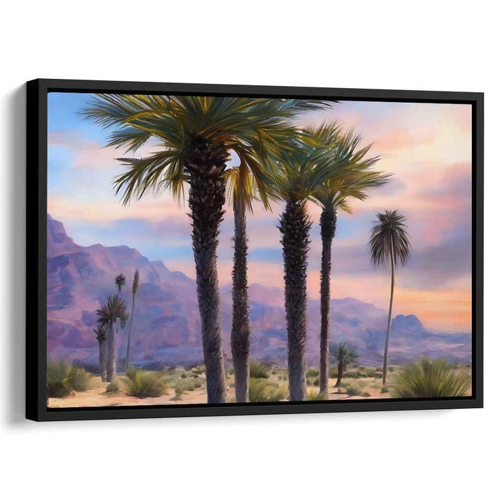 Celestial Palms Rise High: Majestic Palm Trees Against a Sunrise Sky