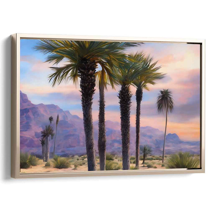 Celestial Palms Rise High: Majestic Palm Trees Against a Sunrise Sky