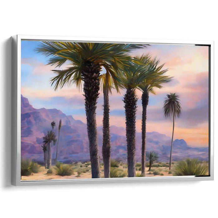 Celestial Palms Rise High: Majestic Palm Trees Against a Sunrise Sky