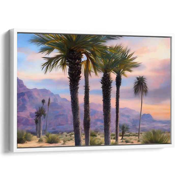 Celestial Palms Rise High: Majestic Palm Trees Against a Sunrise Sky