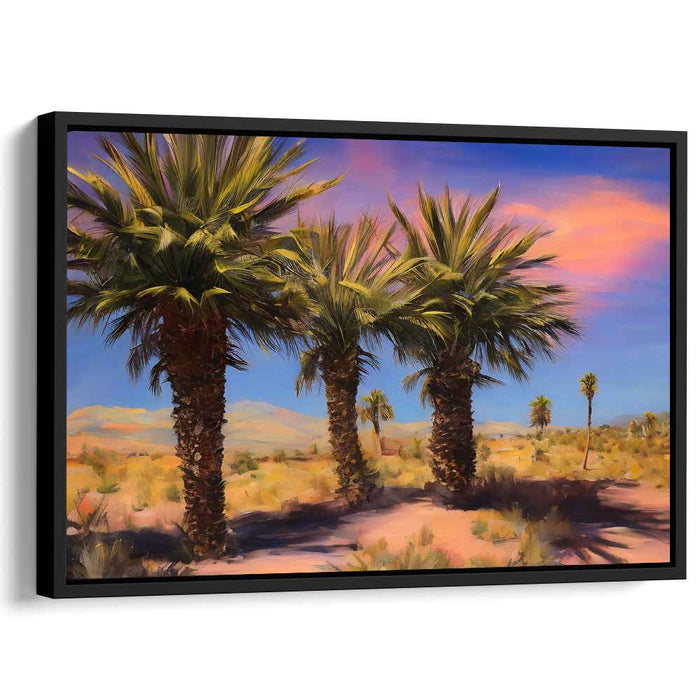 Pastel Dreamscape Palms: Palm Trees under Pastel Skies Canvas Art Print