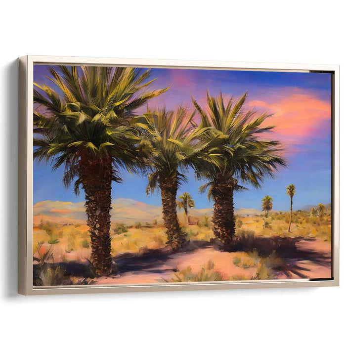 Pastel Dreamscape Palms: Palm Trees under Pastel Skies Canvas Art Print