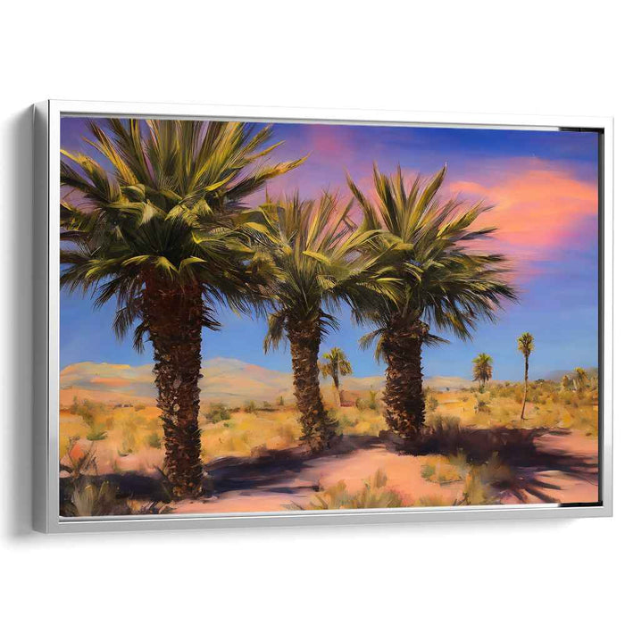 Pastel Dreamscape Palms: Palm Trees under Pastel Skies Canvas Art Print