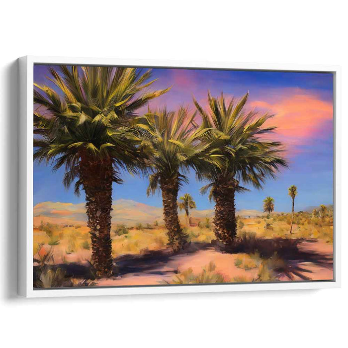 Pastel Dreamscape Palms: Palm Trees under Pastel Skies Canvas Art Print