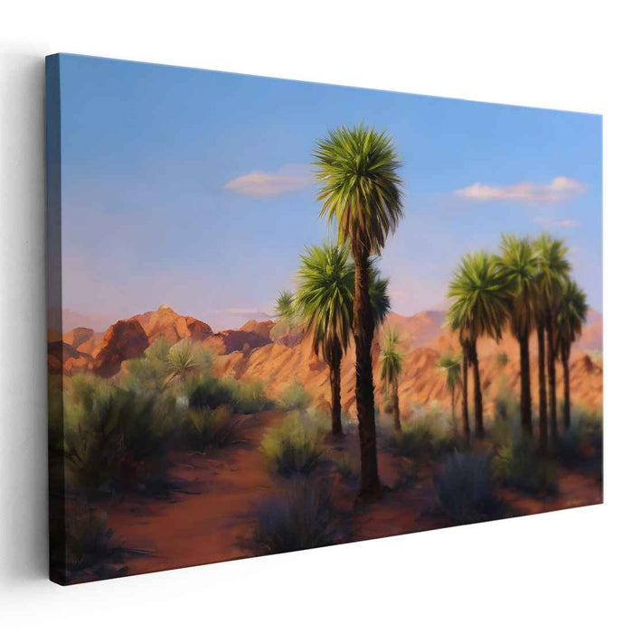 Golden Breeze Whispers Among Palms: Serene Palm Trees Under a Golden Sun