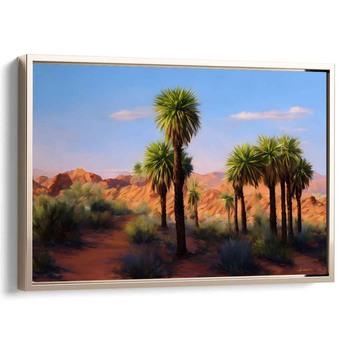 Golden Breeze Whispers Among Palms: Serene Palm Trees Under a Golden Sun