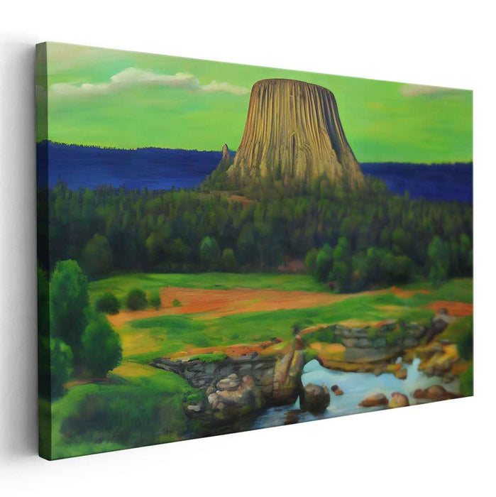 Ancient Sentinel: Devils Tower Landscape Canvas Art Print