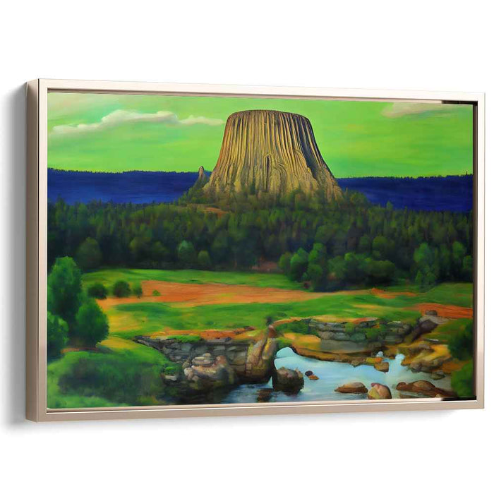 Ancient Sentinel: Devils Tower Landscape Canvas Art Print