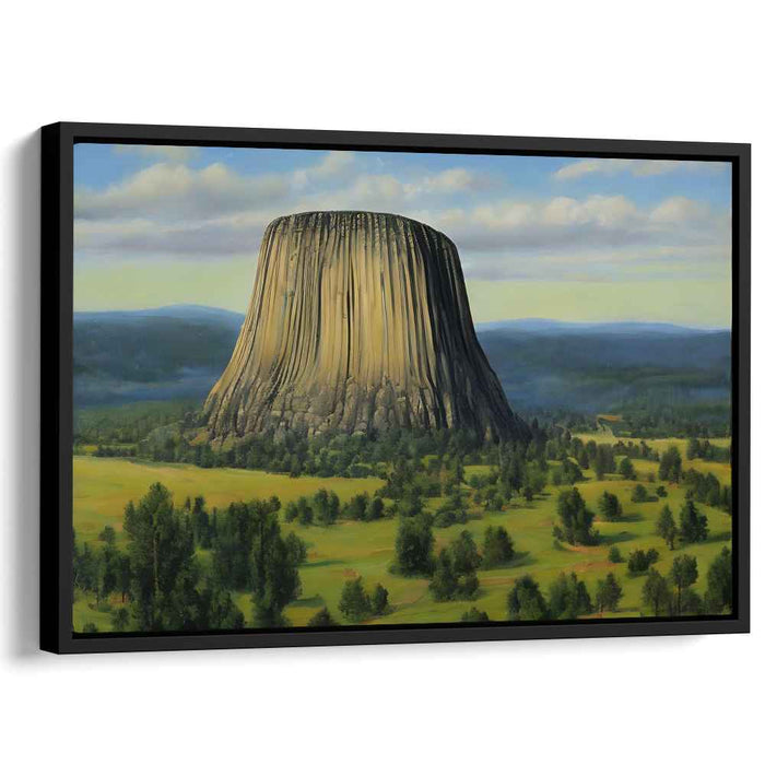 Echoes of Stone Giants: Realistic Landscape Painting of Devils Tower