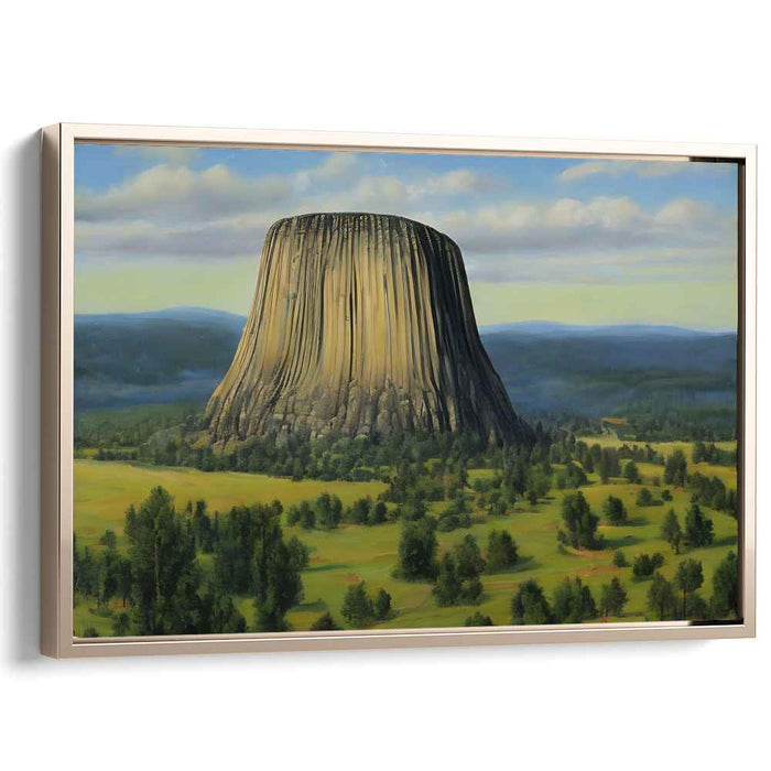 Echoes of Stone Giants: Realistic Landscape Painting of Devils Tower
