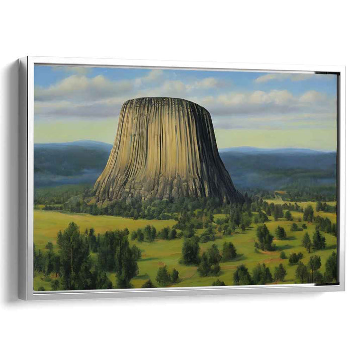 Echoes of Stone Giants: Realistic Landscape Painting of Devils Tower