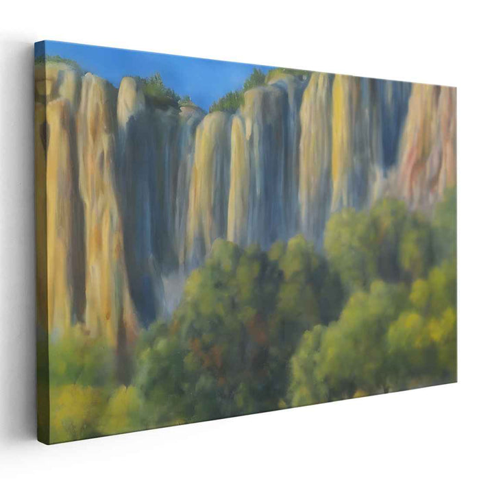 Tranquil Cascading Waters: Serene Waterfall Landscape Canvas Art