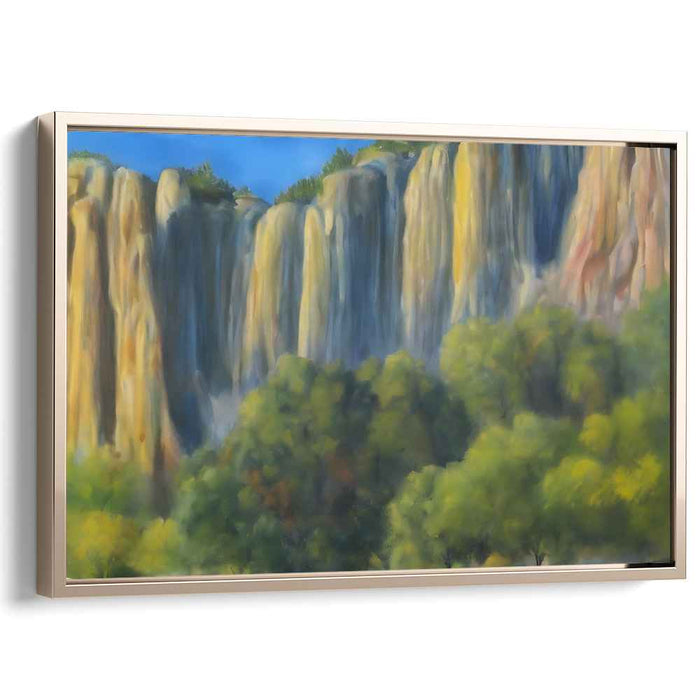 Tranquil Cascading Waters: Serene Waterfall Landscape Canvas Art