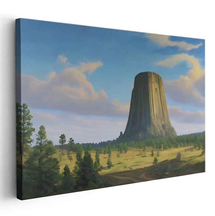 Earth's Monolith: Realistic Landscape of Monumental Butte Canvas Art