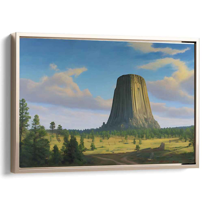 Earth's Monolith: Realistic Landscape of Monumental Butte Canvas Art