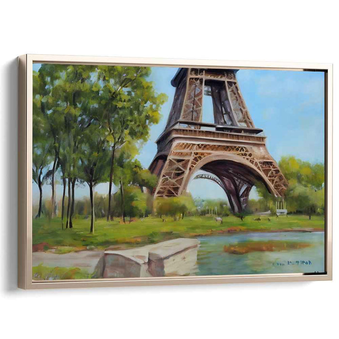 Eiffel Dreamscape Symphony: Realistic Landscape Painting of Parisian Icon