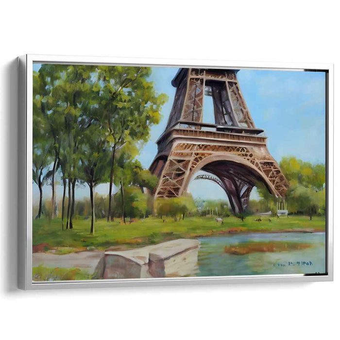Eiffel Dreamscape Symphony: Realistic Landscape Painting of Parisian Icon