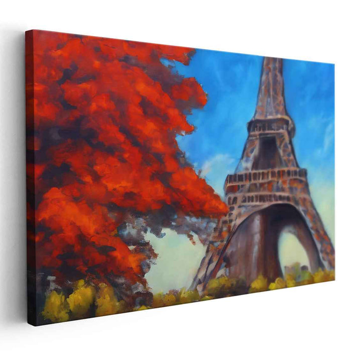 Autumn Blaze in Paris: Eiffel Tower and Fall Colors Canvas Art