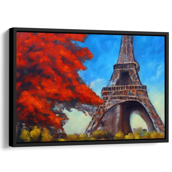 Autumn Blaze in Paris: Eiffel Tower and Fall Colors Canvas Art