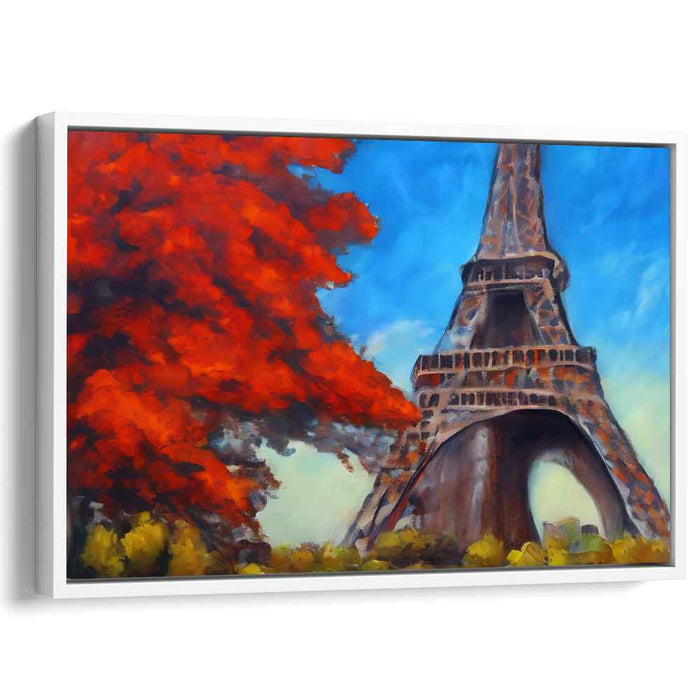 Autumn Blaze in Paris: Eiffel Tower and Fall Colors Canvas Art
