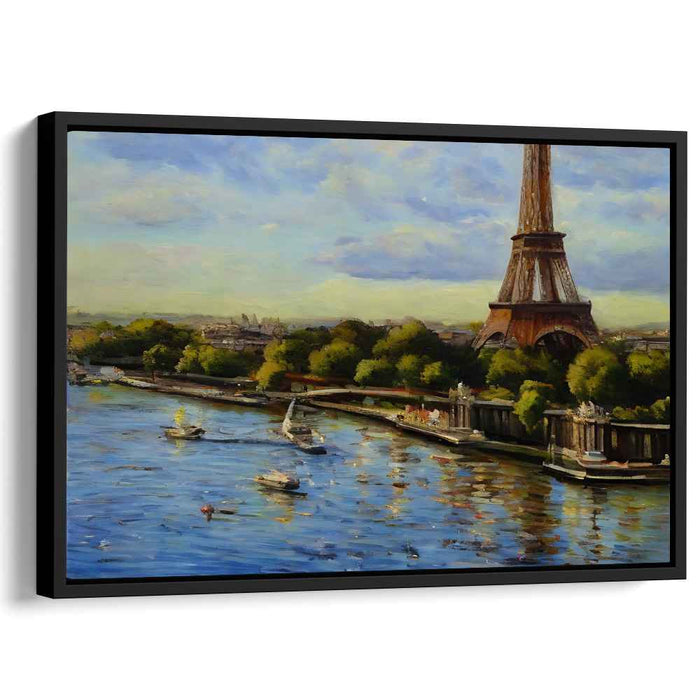 Parisian Days: Impressionistic Eiffel Tower and Seine River Canvas Art