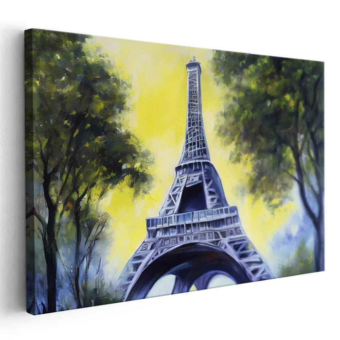 Sunny Day in Paris: Vibrant Eiffel Tower Canvas Art Print